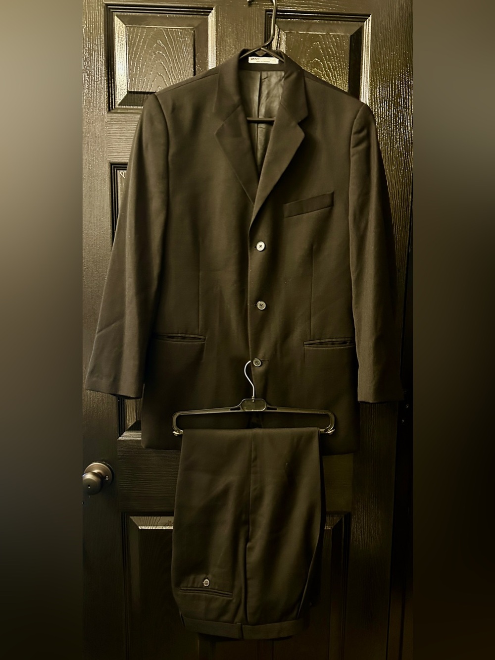 DKNY Essentials Black Two-Piece Men's Suit Preowned From Macy’s Men’s Store